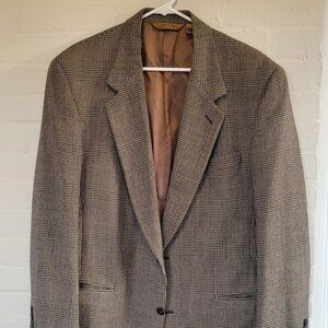 Vintage Donna Karan New York Men's Wool Blazer 44R Made in Italy Glen Plaid